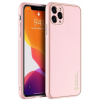 DUX DUCIS Yolo Bőrhatású műanyag hátlaptok szilikon fémhatású keret iPhone 12 Pro Max rózsaszín