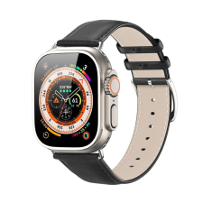 DUX DUCIS YS Apple Watch 42/44/45/49mm bőr szíj, fekete okosóra kellék