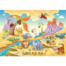  Dzsungel állatok tapéta, gyerekrajzok, 250 x 200 cm tapéta, díszléc és más dekoráció