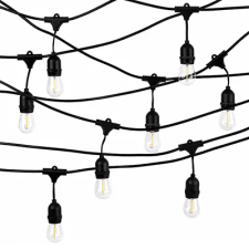  E27 foglalatos fényfüzér (IP44, 10 méter) 10 db meleg fehér LED izzóval