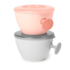 Easy-Grab ergonomikus babatál szett szürke/puha korall babaétkészlet