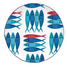 Easy Life Design Porcelán desszertes tányér 21cm,  Sardine's Party tányér és evőeszköz