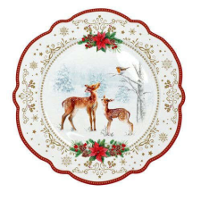 Easy Life Design Porcelán desszerttányér 20cm, Christmas Melody tányér és evőeszköz