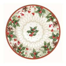 Easy Life Design R2S.944CHBE Porcelán desszerttányér 19cm, Christmas Berries tányér és evőeszköz