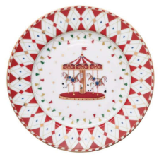 Easy Life Design R2S.944CHWO Porcelán desszerttányér 19cm, Christmas Wonderland tányér és evőeszköz