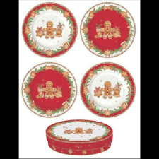 Easy Life-Nuova Porcelán desszerttányérszett 4db-os, 19cm dobozban, Fancy Gingerbread tányér és evőeszköz