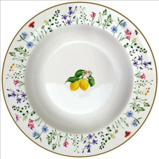 Easy Life-Nuova Porcelán mélytányér 21,5cm, Fleurs et Citrons tányér és evőeszköz
