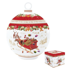 Easy Life Nuova R2S Porcelán keksztároló gömb 18x23cm, dobozban, Christmas Memories konyhai eszköz