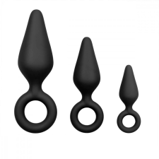 Easytoys - anál dildó fogógyűrűvel szett - 3db (fekete) műpénisz, dildó