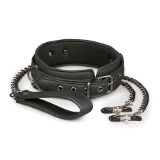 Easytoys - csipeszes nyakörv szett pórázzal (4 részes) bilincs, kötöző