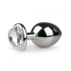 Easytoys Easytoys Metal No.7 - fehér köves szíves kúp anál dildó - ezüst (3cm)