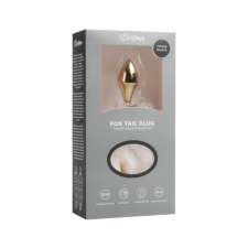 Easytoys Fox NO13 - fém anál dildó rókafarokkal (arany-fehér) anál