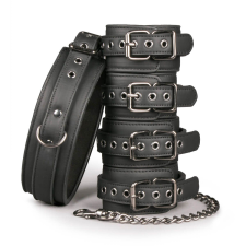  Easytoys - nyakörv, csukló- és bokabilincs - kötöző szett (fekete) bilincs, kötöző