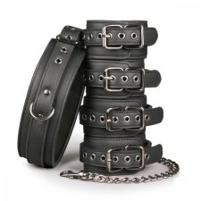 Easytoys - nyakörv, csukló- és bokabilincs - kötöző szett (fekete) bilincs, kötöző