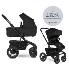 Easywalker Jimmey 2in1 Kombinált Babakocsi LITE AIR Pepper Black - Könnyű Váz, Felfújható Kerekek babakocsi