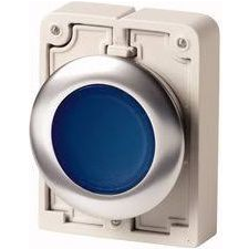 EATON 182940 M30C-FDL-B Nyomógomb lapos, kerek, krómozott Kék 1 db (182940) villanyszerelés