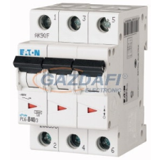 EATON 286617 Kismegszakító, 6kA 3 pólus 40A, D karakterisztika, PL6-D40/3 villanyszerelés