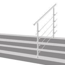 ECCD Lépcsőkorlát rozsdamentes 80 cm hosszú kapaszkodó 42 mm átmérővel saválló inox anyagból, 4 darab leesést gátló keresztrúddal építőanyag
