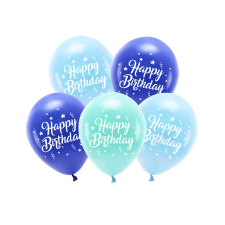 Eco Lufi 26 cm Happy Birthday kék (5 db) party kellék