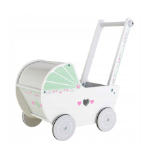 ECO TOYS EcoToys fából készült babakocsi babáknak, járókeret játék babakocsi