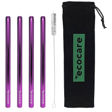Ecocare Fém szívószál Maxi 12 mm Purple 4 db-os készlet konyhai eszköz