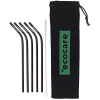 Ecocare Környezetbarát fém szívószál hajlított fekete mintával 5 db
