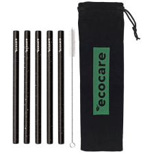 Ecocare Környezetbarát fém szívószál Maxi fekete mintával 5 db konyhai eszköz