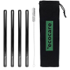 Ecocare Maxi Környezetbarát fém szívószál, fekete, 21,5×0,6 cm, 4 db