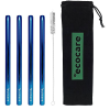 Ecocare Maxi Környezetbarát fém szívószál, kék, 21,5×1,2 cm, 4 db