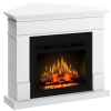 Ecoflame PRO elektromos kandalló - Lisbon, FEHÉR színű, sarok, 110 x 95 x 85 cm, 3D láng, színtémákkal, infravörös fűtéssel és hanggal, távirányítóval