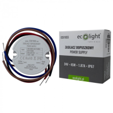 Ecolight FI60 süllyesztett tápegység LED szalagokhoz 45W 24V 1.87A Hermetic IP67 Ecolight világítás