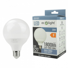 Ecolight LED izzó gömb alakú G95 E27 20W 1800lm 6500K hidegfényű ökofény izzó