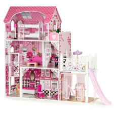 EcoToys 3 szintes fa Babaház lifttel - rózsaszín babaház