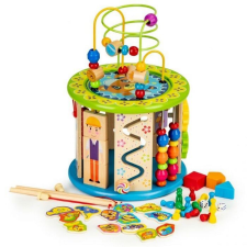 EcoToys Fa oktató kocka játékokkal, blokkokkal és horgászattal Ecotoys HM17575920 készségfejlesztő