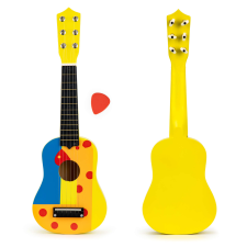 EcoToys Fából készült gyermek gitár fém húrokkal és gitár pengetővel - sárga ecotoys játékhangszer