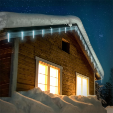 EDDC Karácsonyi világítás LED jégcsap fényfüzér hideg fehér, 40 LED, 8 fénymód időzítővel, kültéri dekoráció karácsonyfa izzósor