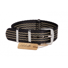 Edelwolle prémium Nato óraszíj, fekete/bézs/szürke, 20mm óraszíj