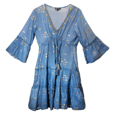Eden Nomád Sari Strandruha - Tengerkék és Aranyhal Design (M/L)