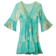 Eden Nomád Sari Strandruha - Türkiz Arany Korál Design (M/L)