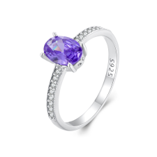 EdenBoutique Ezüst gyűrű ovális lila drágakő 8 gyűrű