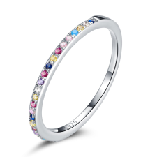 EdenBoutique Ezüst gyűrű szegecses pasztell többszínű 6 gyűrű