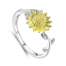 EdenBoutique Golden Sunflower ezüst állítható gyűrű gyűrű