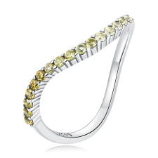 EdenBoutique Ívelt sárga kristályok ezüst gyűrű 8 gyűrű