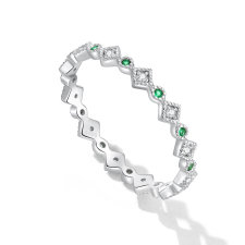 EdenBoutique Kisméretű Green Rhombes ezüst gyűrű 7 gyűrű