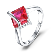 EdenBoutique Négyzet alakú Ruby 8 ezüst gyűrű gyűrű