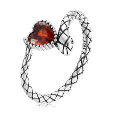 EdenBoutique Snake Red Heart 7 ezüst gyűrű gyűrű