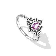 EdenBoutique Szeges Pink Lotus 7 ezüst gyűrű gyűrű