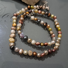  Édesvízi tenyésztett gyöngy nyaklánc  színpompás elegancia ./565/ ékszer szett