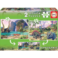 Educa dinoszaurusz világ panoráma puzzle 2x100 darab puzzle, kirakós