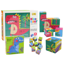 Edukatív 6 az 1-ben dinoszaurusz puzzlekockák puzzle, kirakós